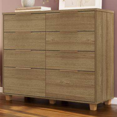 Imagem de Cômoda Quarto 121cm 8 Gavetas Delmont Nature V02 - Mpozenato
