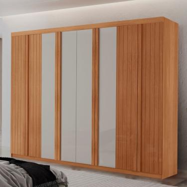 Imagem de Guarda Roupa Casal Toquio Mdf Com 8 Portas 4 Gavetas Moderna Naturalle/off White