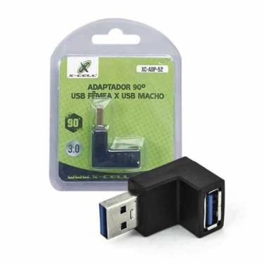 Imagem de Adaptador Usb 90 Graus L Usb Femea Usb Macho 3.0 Xcell 