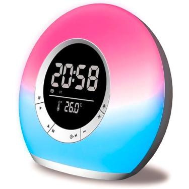 Imagem de Relógio Despertador Caixa de Som Rádio Bluetooth Luz RGB - GXM