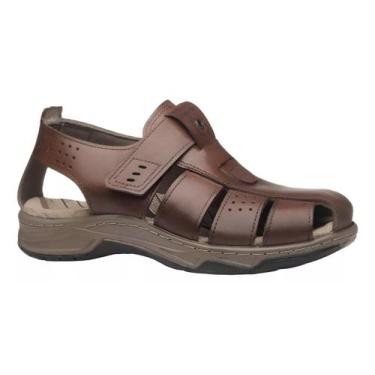 Imagem de Sandália Masculina Pegada Couro Fechada 132255, 40, Pinhão