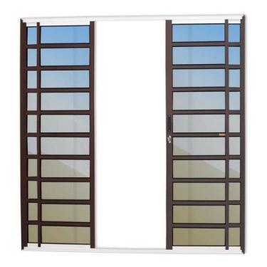 Imagem de Porta de Correr com Travessas 4 Folhas Super Vidro Reflex 210cm x 240c