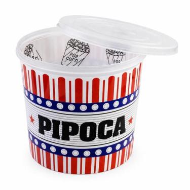 Imagem de Kit 3 Baldes de Pipoca 2L com Tampa Plástica Pedreira Utilidades Color
