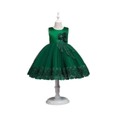 Imagem de Vestido De Festa Em Tule Com Flores Para Meninas, Elegante Vestido De 