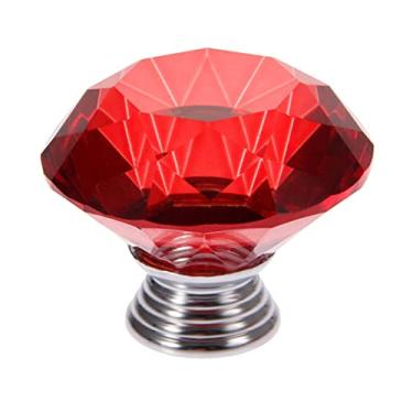 Imagem de Cabo de vidro de cristal vermelho Diamante Armário de Porta Puxar 30mm Móveis Hardware Armário Botão Decoração Acessório YYDFPIIA