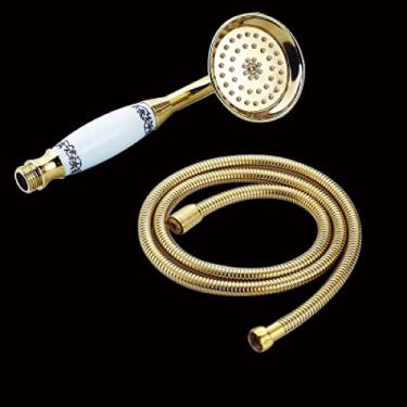 Imagem de Bronze preto antigo dourado cromado latão estilo telefone banheiro chuveiro chuveiro de mão que economiza água e mangueira de 1,5 m, 6