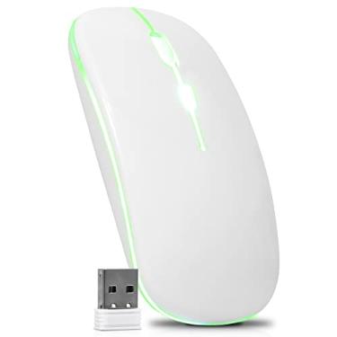Imagem de Mouse Sem Fio Rgb Óptico 3200dpi Usb Wireless 2.4ghz Recarregável Computador Notebook Pc Tv Smart (Branco)