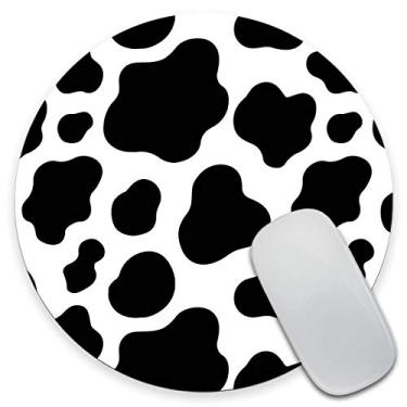 Imagem de Amcove Mousepad, mouse pad redondo com textura de vaca, base de borracha antiderrapante, mouse pad para jogos personalizado para laptop, computador e PC