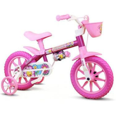 Imagem de Bicicleta Infantil Nathor Flower Aro 12 Freio Tambor Cor Rosa