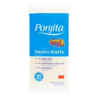 Imagem de Esponja De Banho Diário Ponjita Cores Sortidas Leve 3 Pague 2 Unidades