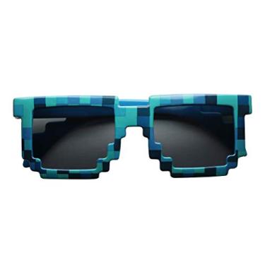 Imagem de ShadyVEU Óculos de sol infantis meninos meninas adolescentes Block Pixel Funny Gaming Birthday Party Favors Youth Craft Gamer UV400, Azul