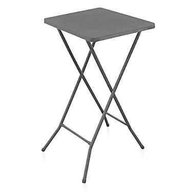 Imagem de Mesa Retrô/Bistrô Alta Dobrável em Aço Tampo 53x56cm Altura 102cm p/Bar Cozinha Lanchonete - Açomix Cor:Preto