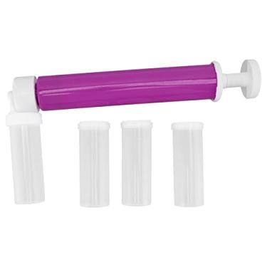 Imagem de Aerógrafo para bolos de decoração DIY, aerógrafo de bolo manual várias cores à prova de vazamento de bolo de plástico bomba de aerógrafo com tanque transparente para bolo e sobremesas (roxo)