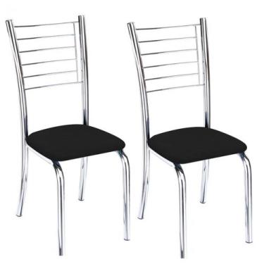 Imagem de Conjunto 2 Cadeiras Ipanema Cromada Para Cozinha-Assento Sintético Pre