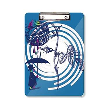 Imagem de Plant Leaves Chapéu de guarda-chuva rosa flor prancheta pasta bloco de escrita placa de suporte A4