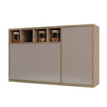 Imagem de Armário Aéreo 120 cm 1 Porta de abrir 1 Porta Basculante e Nicho Superior Mel Luciane Móveis