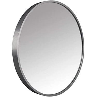 Imagem de Espelho de maquiagem espelho de banheiro espelho redondo montado na parede espelhos de vaidade emoldurados de liga de alumínio espelho de barbear espelho de aumento espelho de maquiagem para chuveiro espelhos de parede (D 80cm) Feito na China