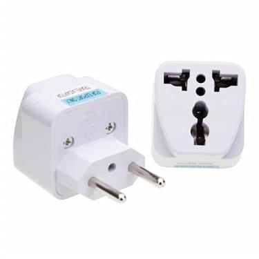 Imagem de Kit 2 Adaptador De Tomada Universal Padrão Europeu UK Para Brasileiro Bivolt 10a Benjamin Internacional Com Plug Nacional Portátil Para Viagens