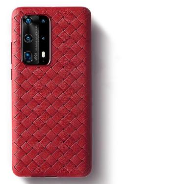 Imagem de Estojo de tecelagem de grade para Huawei P40 P20 P30 Lite Mate 30 10 20 For Honor 20 Pro 8X 10 Lite Play Capa traseira de couro macio, vermelho, para P20 Lite