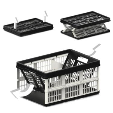 Imagem de caixa organizadora dobravel empilhavel 45l original helsim Preto