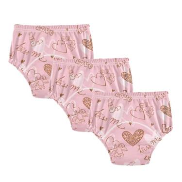 Imagem de Wudan Valentine Hearts Love Lipstick Pink Sleep Training Cueca reutilizável para bebês meninas meninas 2 anos, Valentine Hearts Love Batom Rosa, 4 Anos