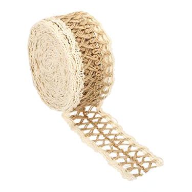 Imagem de PATIKIL Fita de tecido de serapilheira de 3,8 cm de largura, 11 metros de largura, fio de embrulho natural, artesanato de juta, linho para casa, faça você mesmo, guirlanda de casamento, decoração de