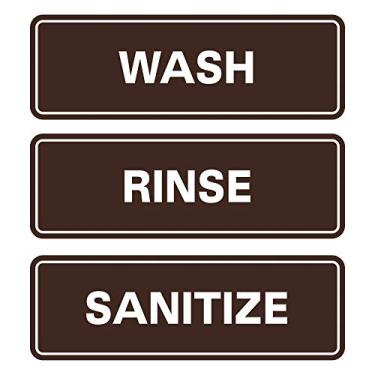 Imagem de All Quality Conjunto padrão de 3 placas para pia de pia de lavatório - Sinais de pia de cozinha para restaurante e comercial - fácil de instalar - marrom escuro (pequeno)