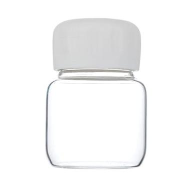 Imagem de Unimoety Pequena garrafa de suco de vidro borossilicato com tampa, garrafa de água transparente de 293 ml com marca de escala, linda xícara de leite, caneca de café, suco para bebidas de frutas, chá,