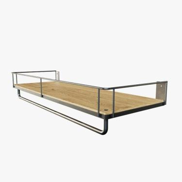 Imagem de Prateleira Tipo Arara Estrutura em Aço Branca e Prateleira em Mdf Estilo Rústico Marrom