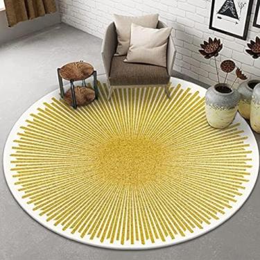 Imagem de Tapete amarelo redondo para sala de estar, quarto 80cm 100cm 120cm 140cm 160cm 180cm 200cm Tapetes circulares estilo nórdico laváveis ​​antiderrapantes tapetes internos para sofá, diâmetro 1
