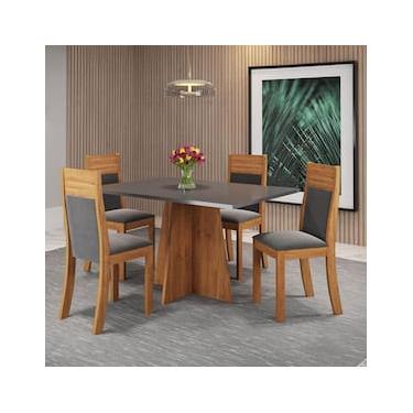 Imagem de Mesa de Jantar Retangular Viero Vivere com 4 Cadeiras Roma Estofadas e Revestidas