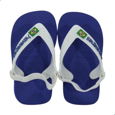 Imagem de Chinelo Bebe Havaianas Baby Brasil Logo Azul e Branco