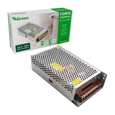Imagem de Fonte Chaveada 24V 10A 240W Bivolt - Gabinete Metal Colmeia - GREEN, 0
