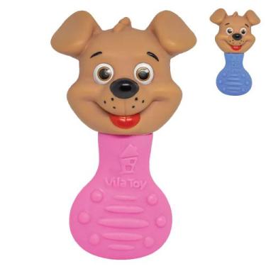 Imagem de Mordedor Chocalho Macio Animais Bebê Cachorro Vila Toy, Rosa