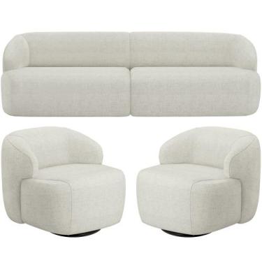 Imagem de Sofá 3 Lugares Curvo Orgânico com 02 Poltronas Para Sala Living 220cm 