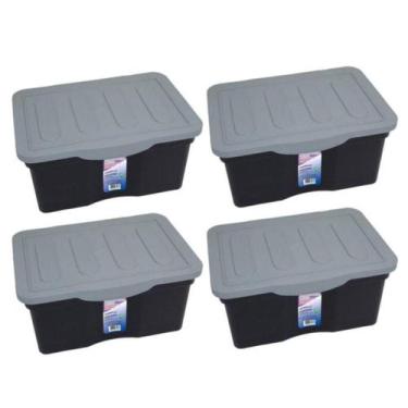 Imagem de Kit 4 Caixas Organizadoras Multiuso C/ Tampa 5 L Preta - Arqplast