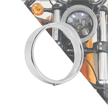 Imagem de HDBUBALUS Anel decorativo de 14 cm para farol de viseira de 14 cm para lâmpada de cabeça de 14 cm para Harley Sportster 883 1200 Forty Eight Dyna Softail Chrome 1 peça