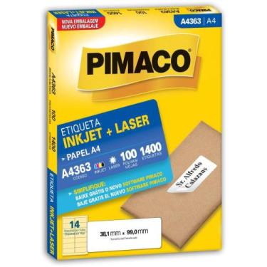 Imagem de Etiqueta A4 A4363 100 FLS 38,1 X 99,0 MM - Pimaco