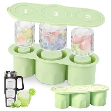 Imagem de Dapam Molde de bandeja de cubo de gelo com tampa para copo Stanley 590-1,134 g, 3 peças de máquina de gelo cilíndrica de silicone para bebidas, freezer, coquetéis, uísque, bebidas e café, livre de BPA