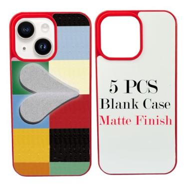 Imagem de JUSTRY Capa de telefone em branco com sublimação de 5 peças projetada para iPhone 15, 6,1 polegadas, borracha macia + inserção de alumínio fosco, impressão personalizada, capa protetora antiderrapante