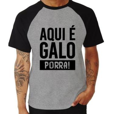 Imagem de Camiseta Raglan Aqui é galo  - Foca na Moda, Cinza, Preto, P