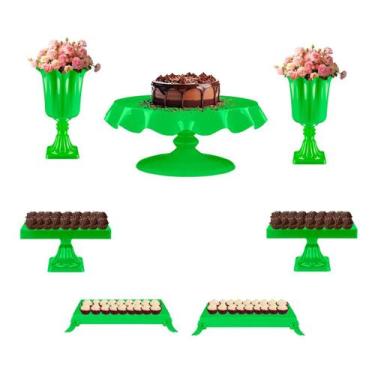 Imagem de Kit Festa 7 Peças - Mesa De Aniversário Completa - Boleira e Bandejas 
