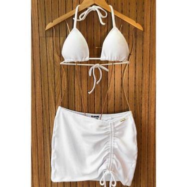 Imagem de Saia Saída Branca De Praia Com Regulagem Drisheer, Branco, G
