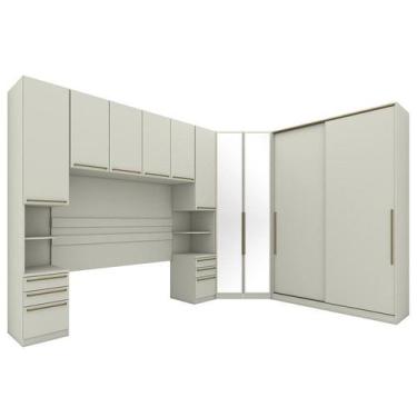 Imagem de Quarto Modulado Casal Seletto 5 Peças com Closet Areia e Espelho - Móv