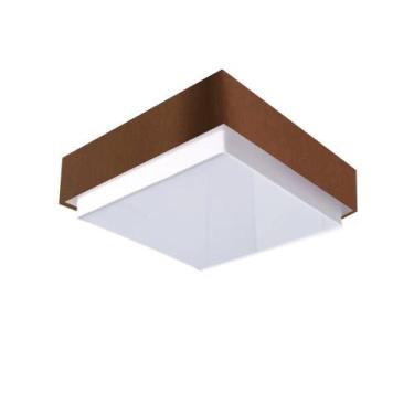 Imagem de Plafon Quadrado Vivare Md-3090 Cúpula em Tecido 45x45cm - Bivolt, Café