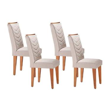 Imagem de Kit 4 Cadeiras Sala Jantar Londrina 4 Un Capuccino/Suede Creme - Rufato
