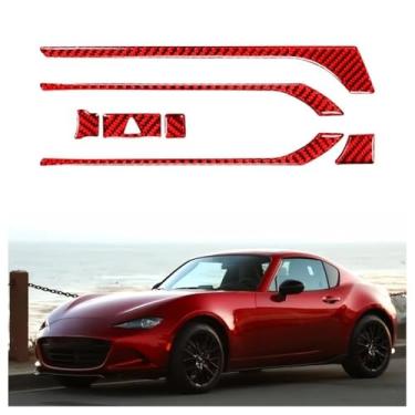 Imagem de IKUESM Compatível com Mazda MX-5 ND Miata 2016-2022 MX5 Centro de Fibra de Carbono Vermelho Painel de Ar Condicionado Ventilação AC Tomada Quadro Adesivos de cobertura(L-RED)