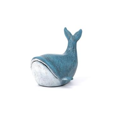 Imagem de Batente de porta decorativo de ferro fundido, batente de porta de baleia pesada, azul envelhecido