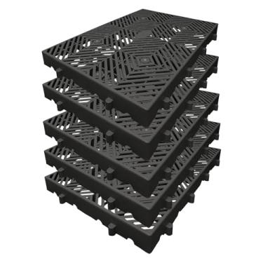 Imagem de Palete de plástico, 23,6 x 15,7 x 2 pol, almofada de grade de armazenamento impermeável, paletes de piso aninháveis, 5 peças HDPE grades respiráveis prateleiras de artigos para garagem supermercado