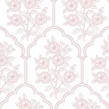 Imagem de Safiyya Papel de parede floral rosa de 299.7 cm x 43.9 cm Papel de parede de contato moderno descasque e cole papel de parede autoadesivo rosa e branco para quarto rolos de vinil